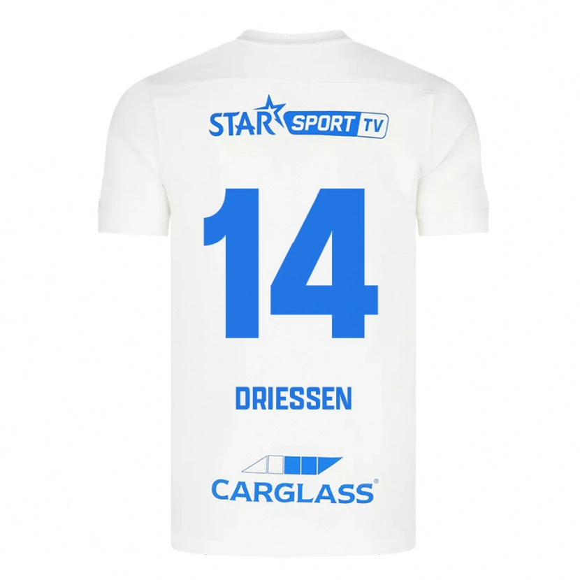 Danxen Homem Camisola Jelle Driessen #14 Branco Azul Alternativa 2025/26 Camisa