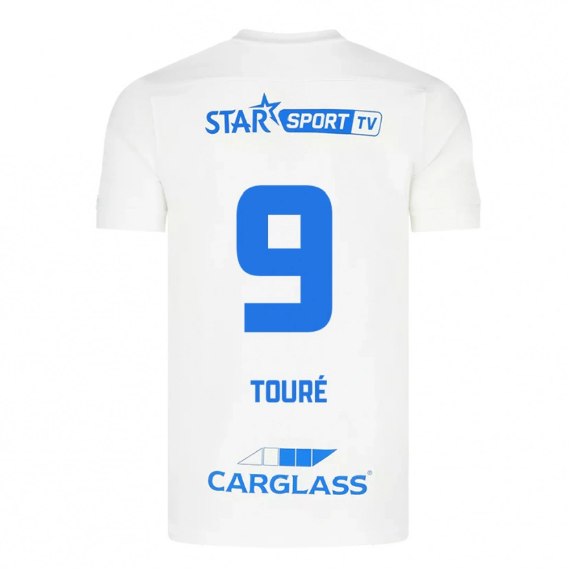Danxen Homem Camisola Saïdou Touré #9 Branco Azul Alternativa 2025/26 Camisa
