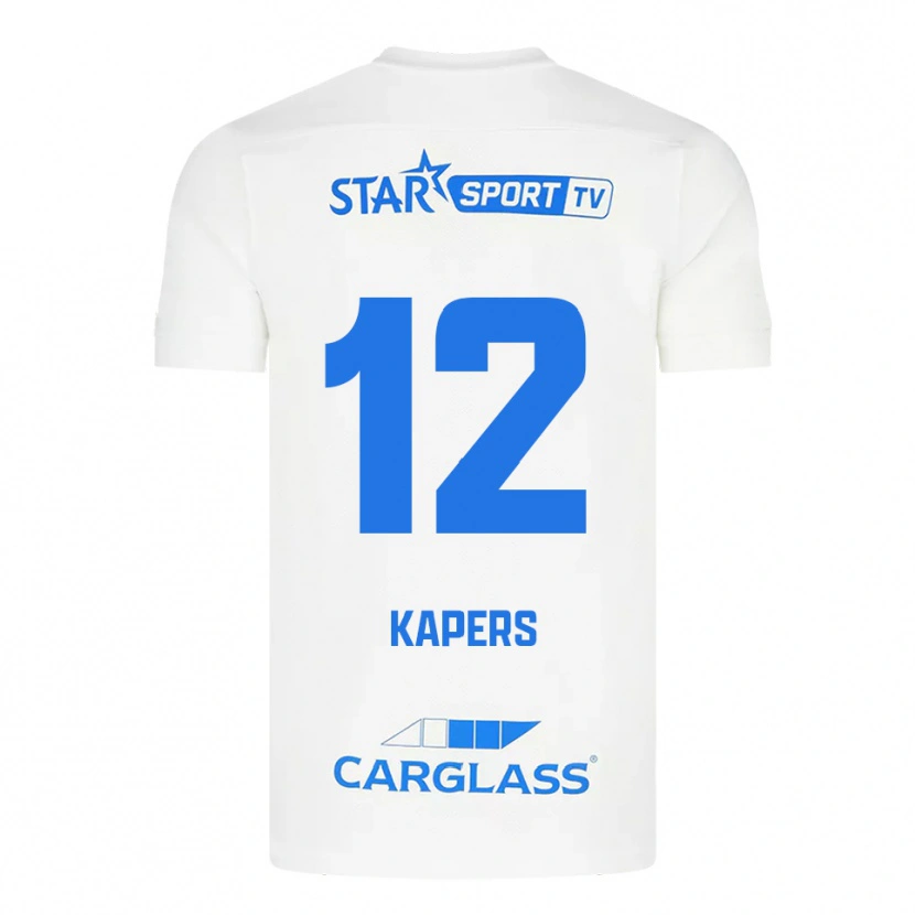 Danxen Homem Camisola Wout Kapers #12 Branco Azul Alternativa 2025/26 Camisa