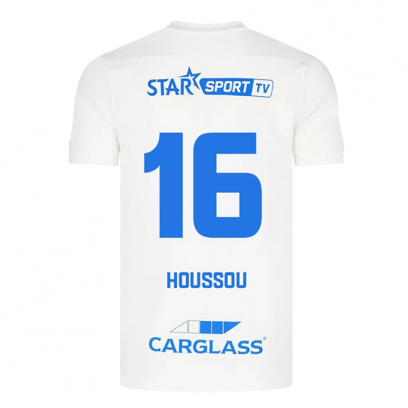 Danxen Homem Camisola Josué Houssou #16 Branco Azul Alternativa 2025/26 Camisa