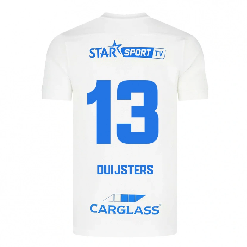 Danxen Homem Camisola Gwen Duijsters #13 Branco Azul Alternativa 2025/26 Camisa