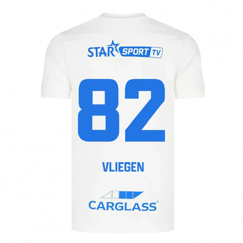 Danxen Homem Camisola Olivier Vliegen #82 Branco Azul Alternativa 2025/26 Camisa
