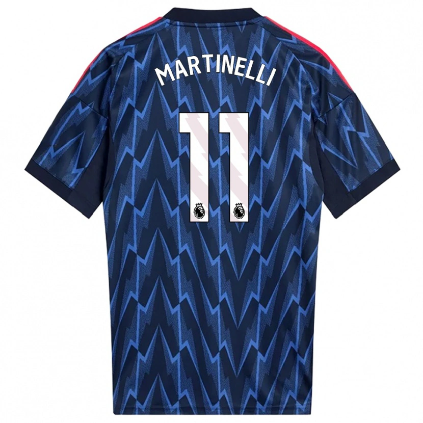 Danxen Homem Camisola Gabriel Martinelli #11 Marinho Vermelho Alternativa 2025/26 Camisa