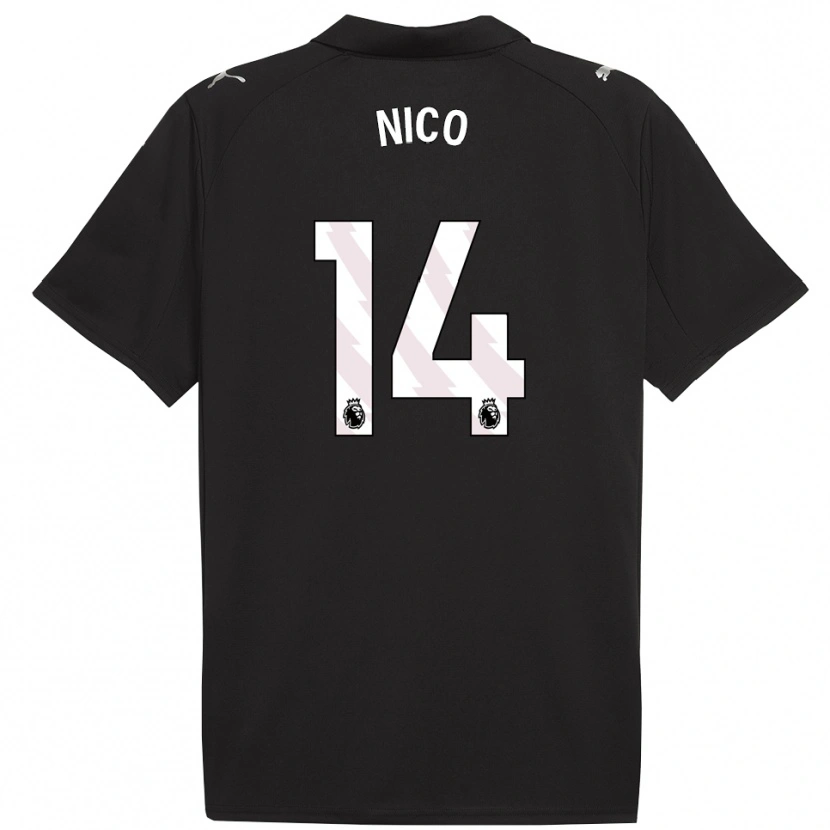 Danxen Homem Camisola Nico González #14 Preto Branco Alternativa 2025/26 Camisa