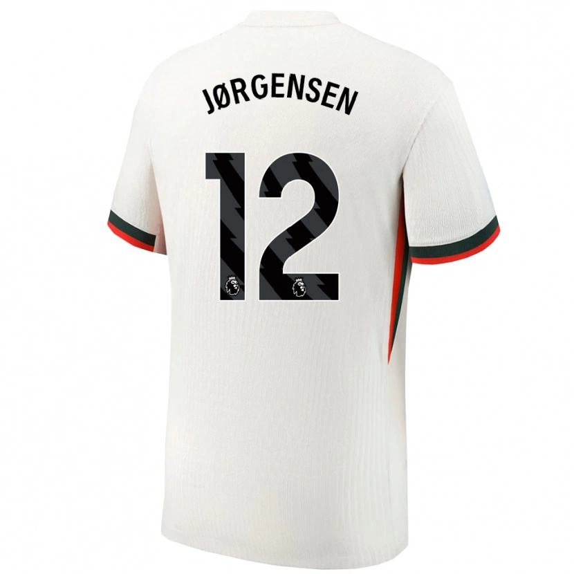 Danxen Homem Camisola Filip Jørgensen #12 Branco Verde Alternativa 2025/26 Camisa