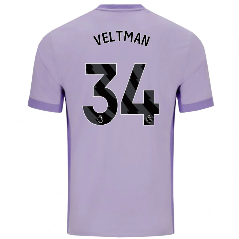 Danxen Homem Camisola Joël Veltman #34 Roxo Taro Branco Alternativa 2025/26 Camisa