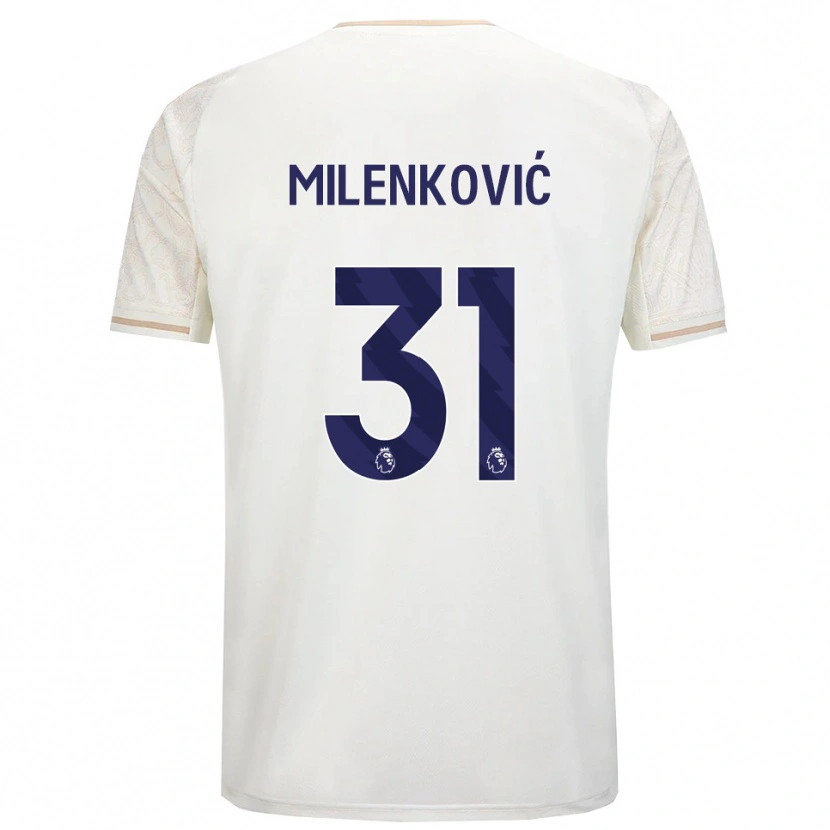 Danxen Homem Camisola Nikola Milenković #31 Branco Sujo Preto Alternativa 2025/26 Camisa