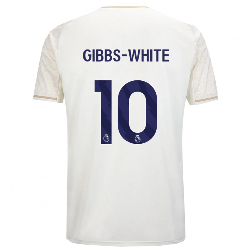 Danxen Homem Camisola Morgan Gibbs-White #10 Branco Sujo Preto Alternativa 2025/26 Camisa