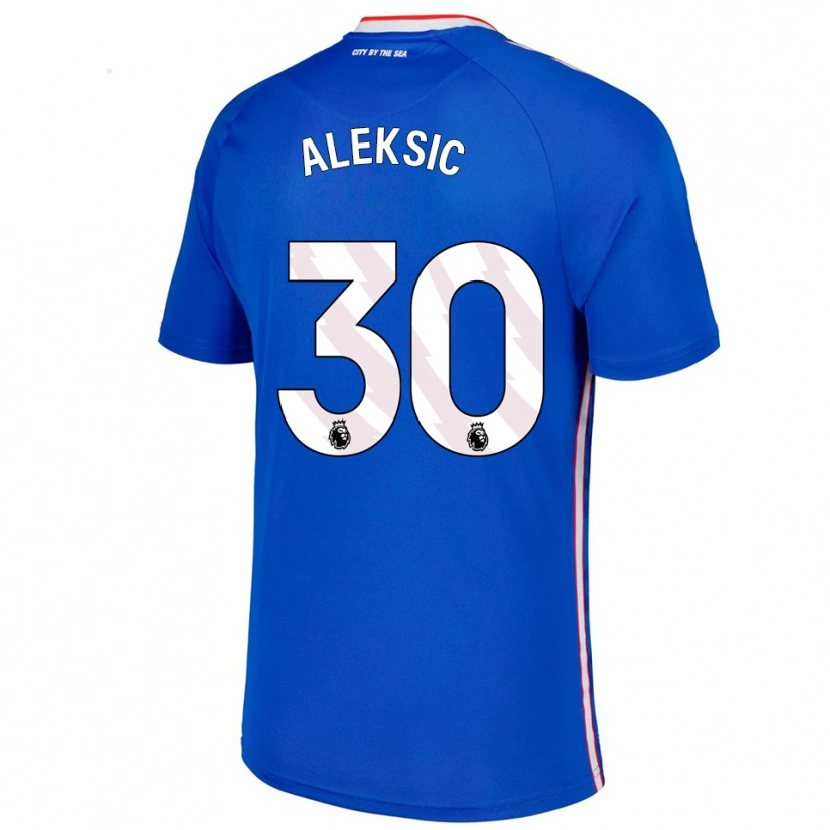 Danxen Homem Camisola Milan Aleksic #30 Azul Branco Alternativa 2025/26 Camisa