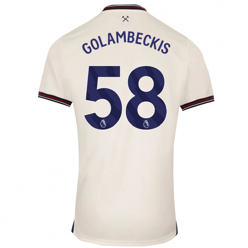 Danxen Homem Camisola Airidas Golambeckis #58 Branco Sujo Alternativa 2025/26 Camisa