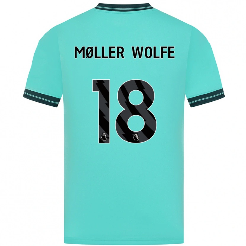 Danxen Homem Camisola David Møller Wolfe #18 Azul Celeste Verde Alternativa 2025/26 Camisa