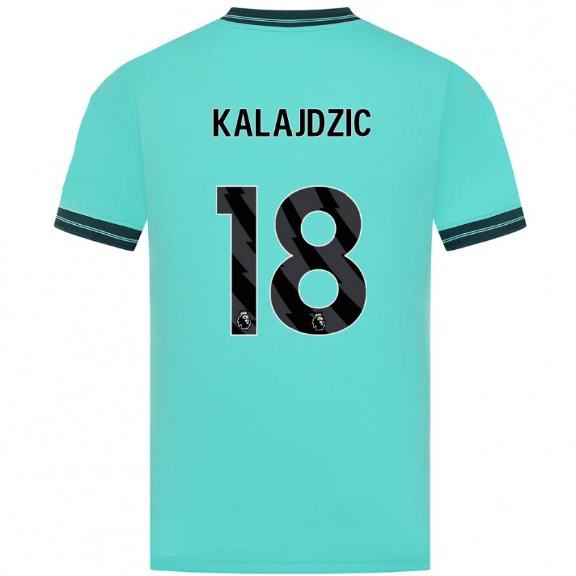 Danxen Homem Camisola Sasa Kalajdzic #18 Azul Celeste Verde Alternativa 2025/26 Camisa
