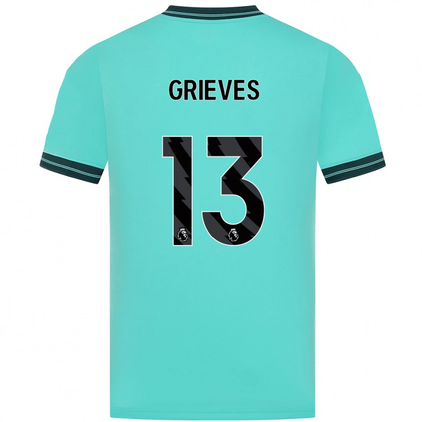 Danxen Homem Camisola Xander Grieves #13 Azul Celeste Verde Alternativa 2025/26 Camisa