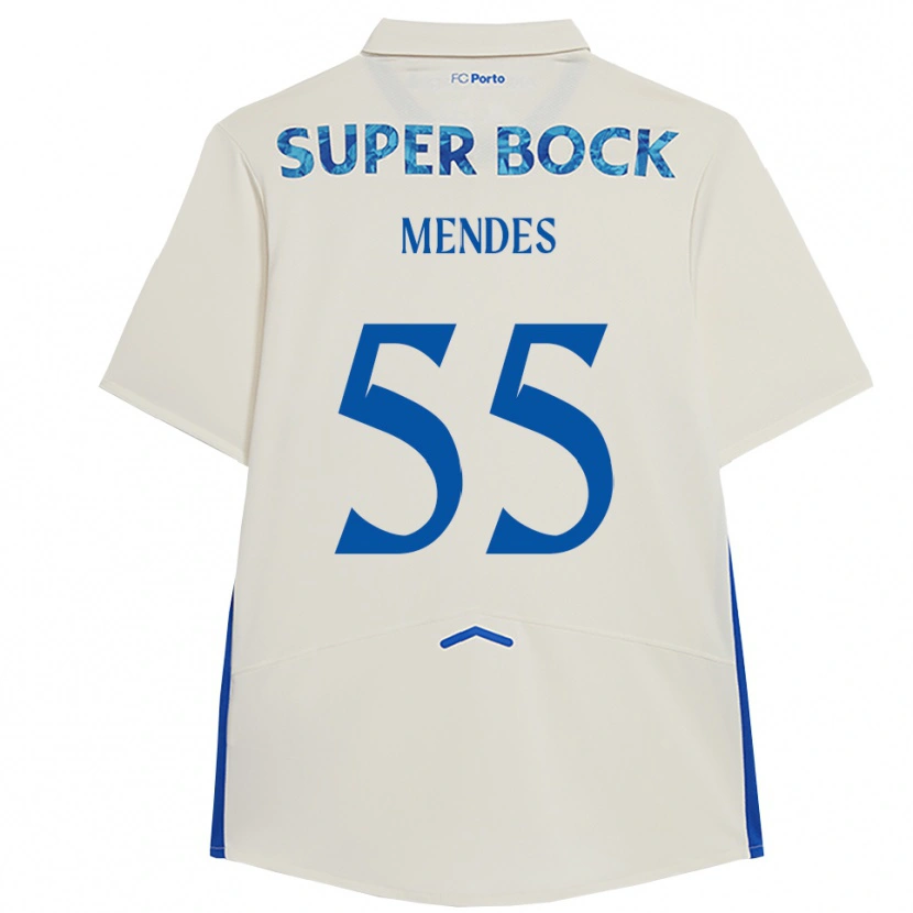 Danxen Homem Camisola Joao Mendes #55 Branco Azul Terceiro 2025/26 Camisa
