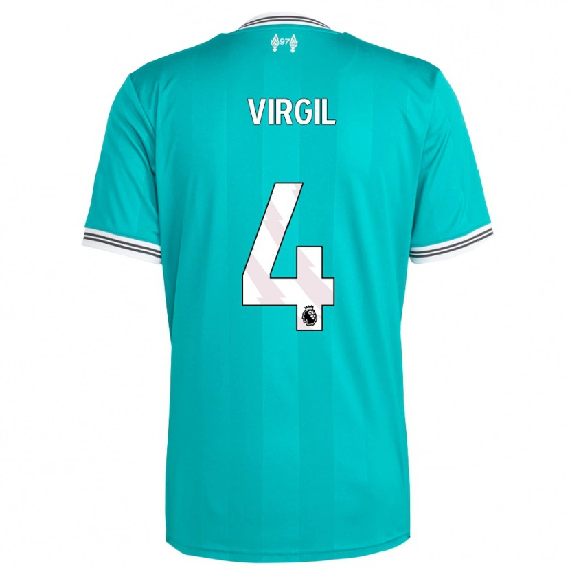Danxen Homem Camisola Virgil Van Dijk #4 Verde Branco Terceiro 2025/26 Camisa