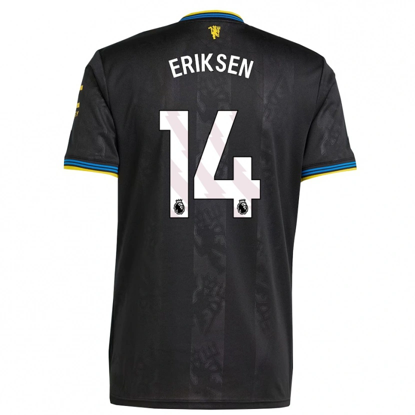 Danxen Homem Camisola Christian Eriksen #14 Preto Amarelo Azul Terceiro 2025/26 Camisa