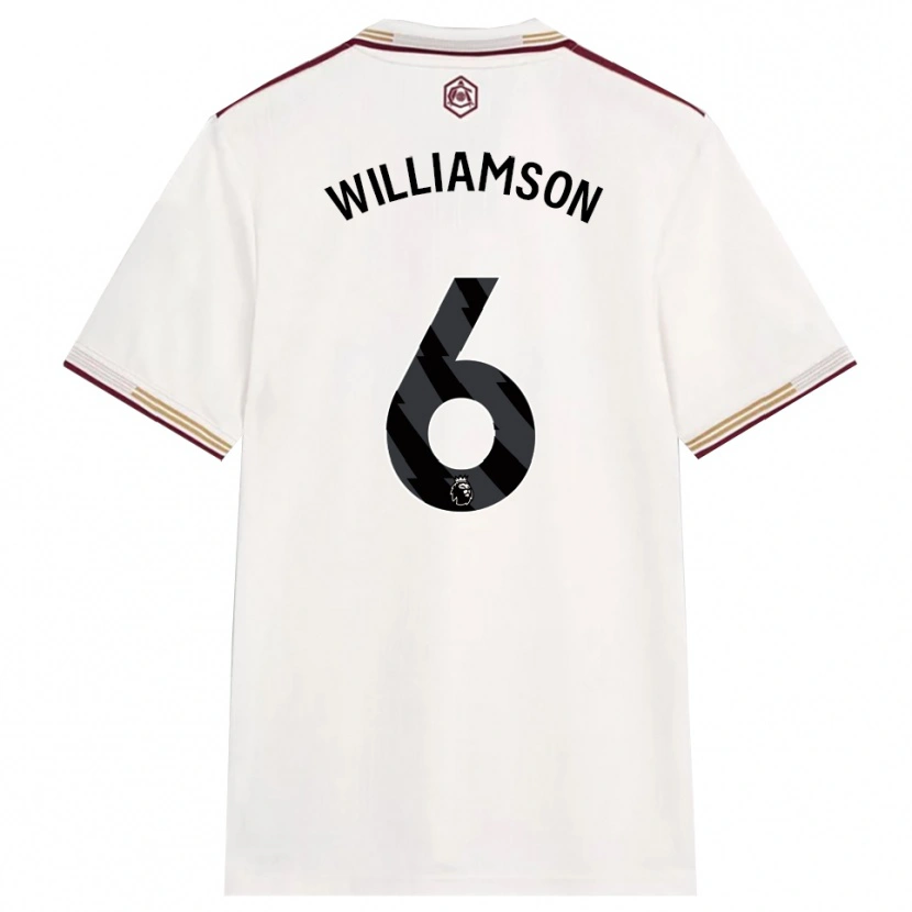 Danxen Homem Camisola Leah Williamson #6 Branco Sujo Borgonha Terceiro 2025/26 Camisa