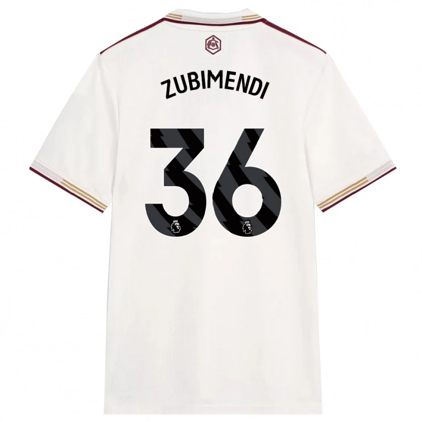 Danxen Homem Camisola Martín Zubimendi #36 Branco Sujo Borgonha Terceiro 2025/26 Camisa