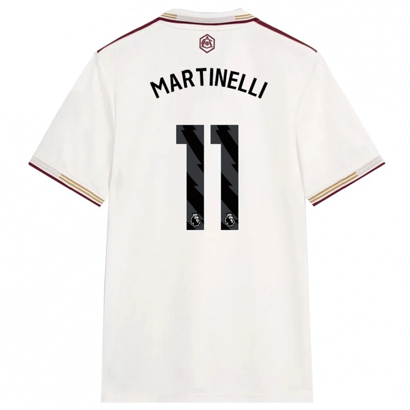 Danxen Homem Camisola Gabriel Martinelli #11 Branco Sujo Borgonha Terceiro 2025/26 Camisa