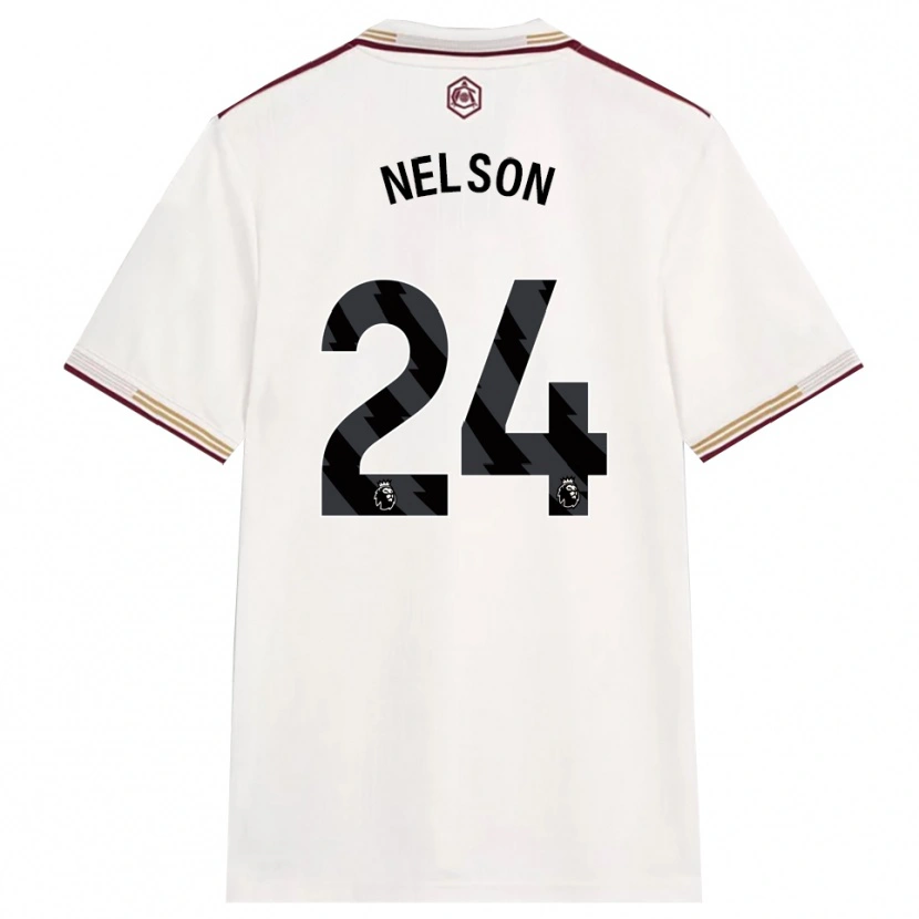 Danxen Homem Camisola Reiss Nelson #24 Branco Sujo Borgonha Terceiro 2025/26 Camisa