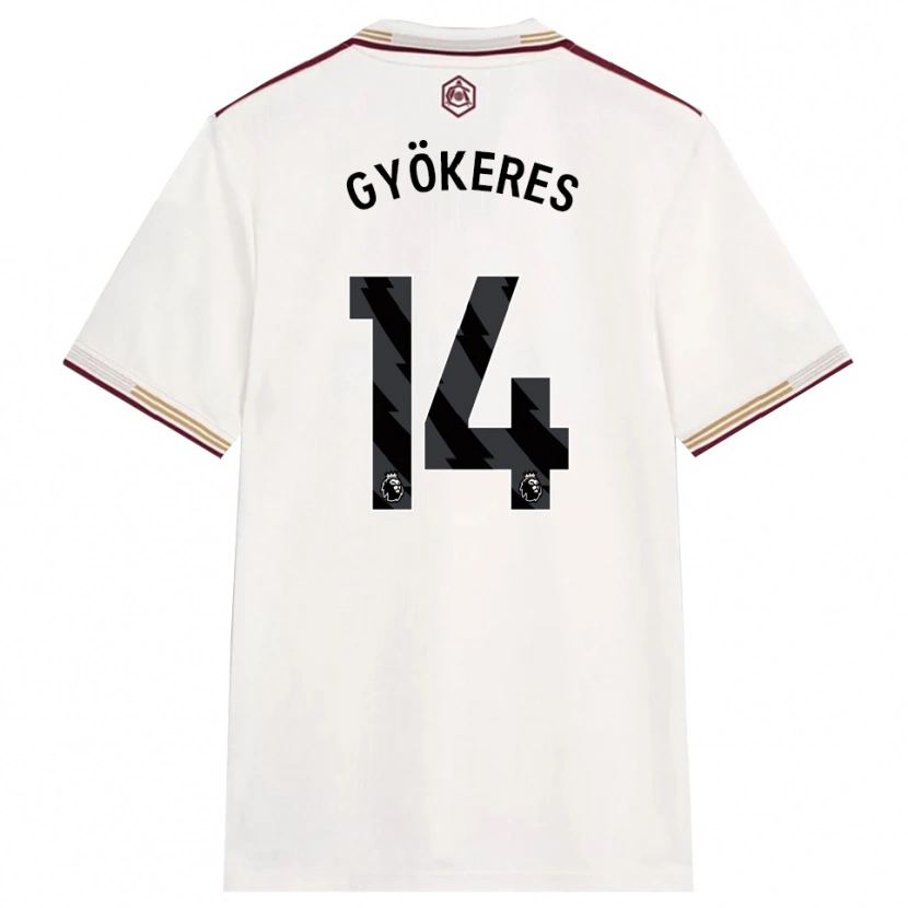 Danxen Homem Camisola Viktor Gyökeres #14 Branco Sujo Borgonha Terceiro 2025/26 Camisa