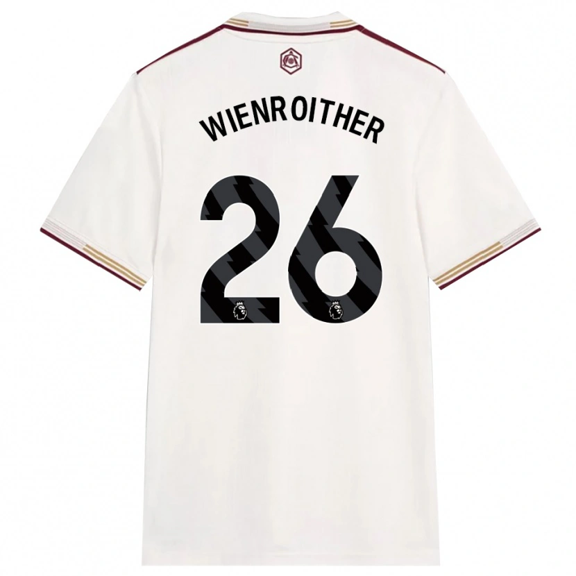 Danxen Homem Camisola Laura Wienroither #26 Branco Sujo Borgonha Terceiro 2025/26 Camisa