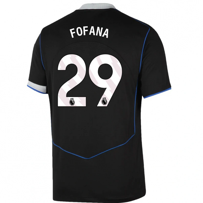 Danxen Homem Camisola Wesley Fofana #29 Preto Azul Prata Terceiro 2025/26 Camisa