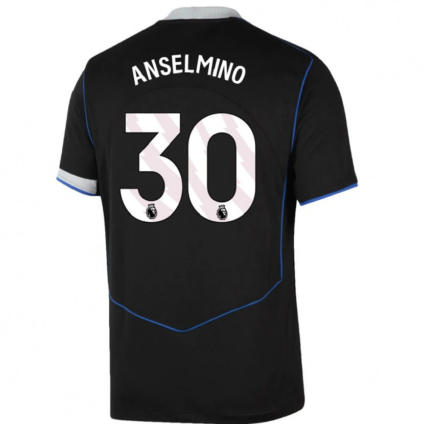 Danxen Homem Camisola Aarón Anselmino #30 Preto Azul Prata Terceiro 2025/26 Camisa