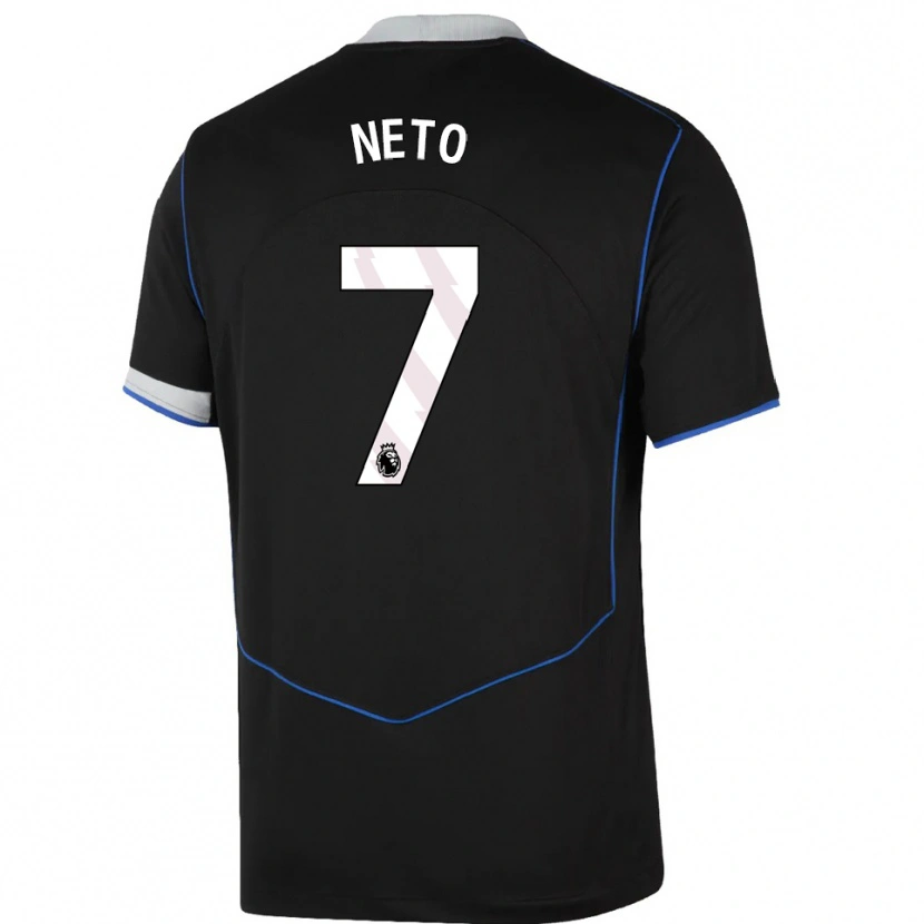 Danxen Homem Camisola Pedro Neto #7 Preto Azul Prata Terceiro 2025/26 Camisa