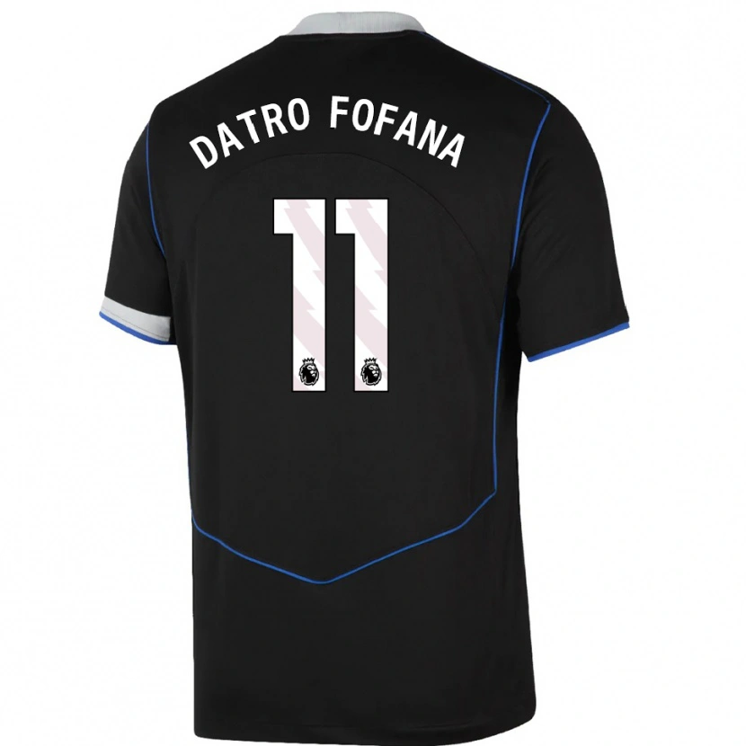Danxen Homem Camisola David Datro Fofana #11 Preto Azul Prata Terceiro 2025/26 Camisa