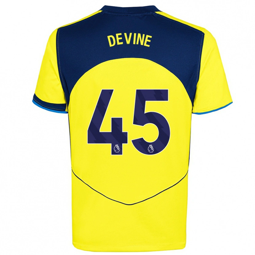Danxen Homem Camisola Alfie Devine #45 Amarelo Marinho Terceiro 2025/26 Camisa