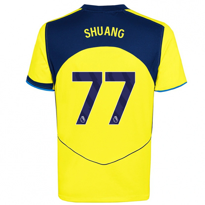 Danxen Homem Camisola Wang Shuang #77 Amarelo Marinho Terceiro 2025/26 Camisa