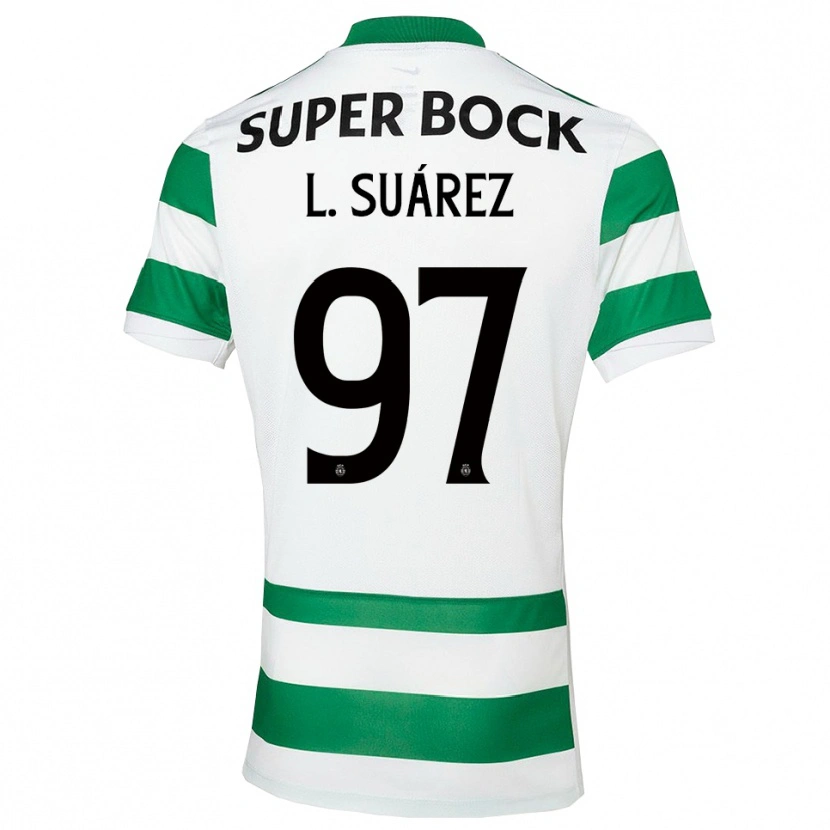 Danxen Mulher Camisola Luis Suárez #97 Verde Branco Principal 2025/26 Camisa