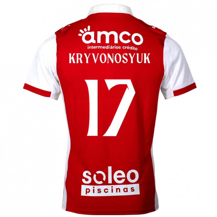 Danxen Mulher Camisola Leonardo Kryvonosyuk #17 Vermelho Branco Principal 2025/26 Camisa