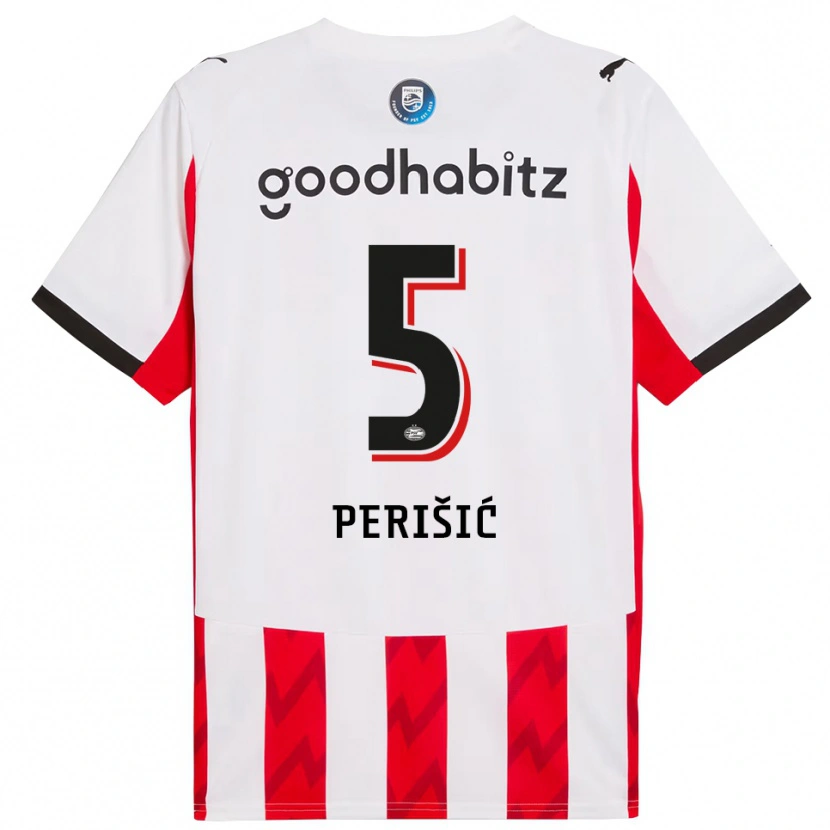 Danxen Mulher Camisola Ivan Perišić #5 Vermelho Branco Principal 2025/26 Camisa