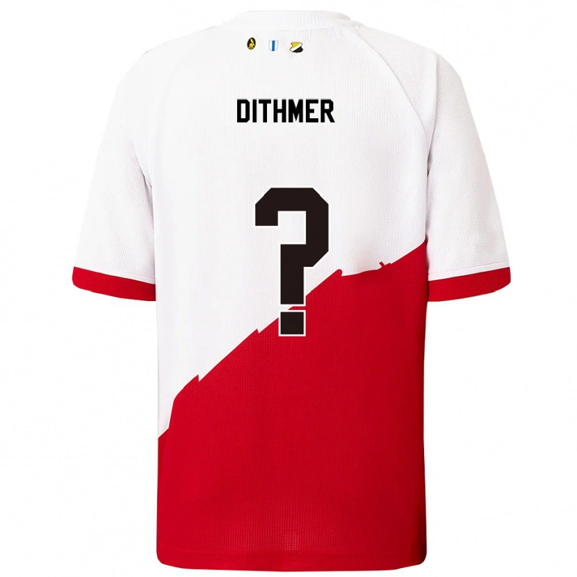 Danxen Mulher Camisola Andreas Dithmer #0 Branco Vermelho Principal 2025/26 Camisa