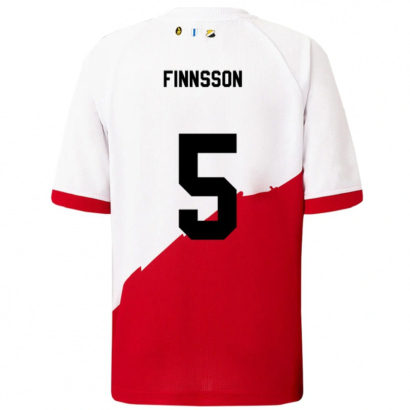 Danxen Mulher Camisola Kolbeinn Finnsson #5 Branco Vermelho Principal 2025/26 Camisa