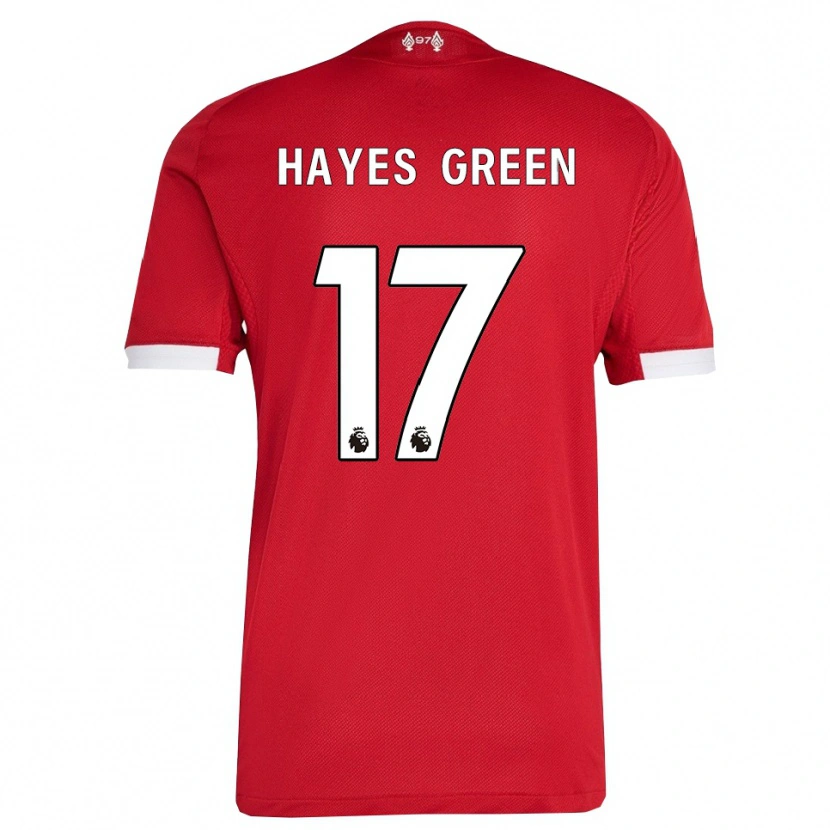 Danxen Mulher Camisola Charlie Hayes-Green #17 Vermelho Branco Principal 2025/26 Camisa