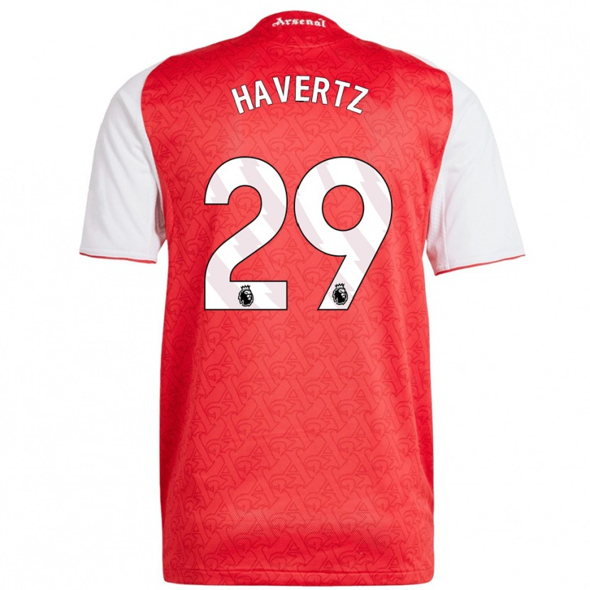 Danxen Mulher Camisola Kai Havertz #29 Vermelho Branco Principal 2025/26 Camisa