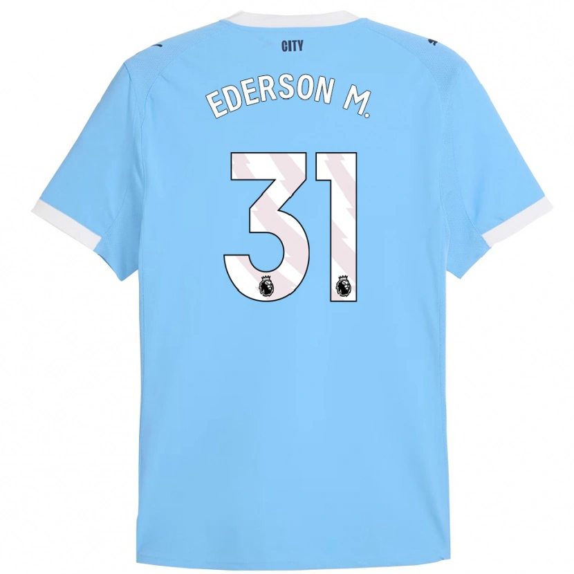 Danxen Mulher Camisola Ederson #31 Azul Celeste Branco Principal 2025/26 Camisa