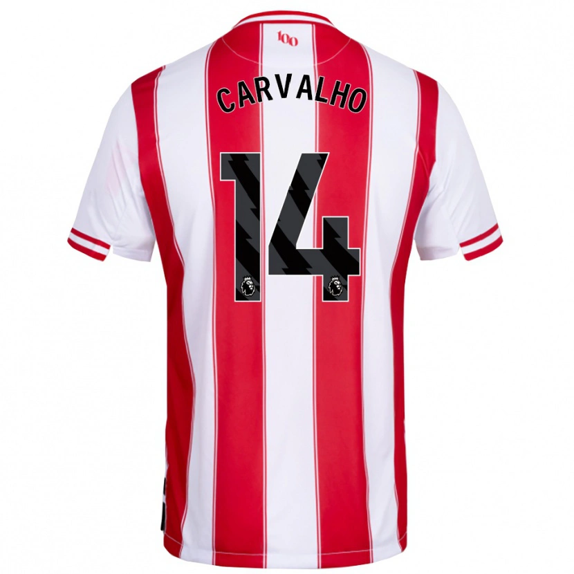 Danxen Mulher Camisola Fábio Carvalho #14 Vermelho Branco Principal 2025/26 Camisa