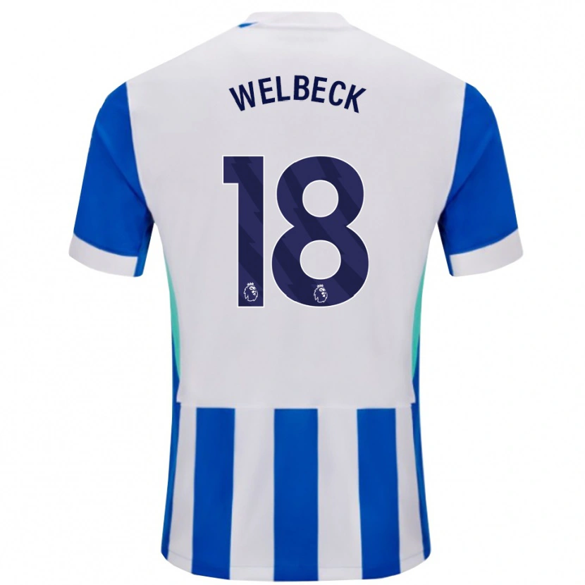 Danxen Mulher Camisola Danny Welbeck #18 Azul Branco Principal 2025/26 Camisa