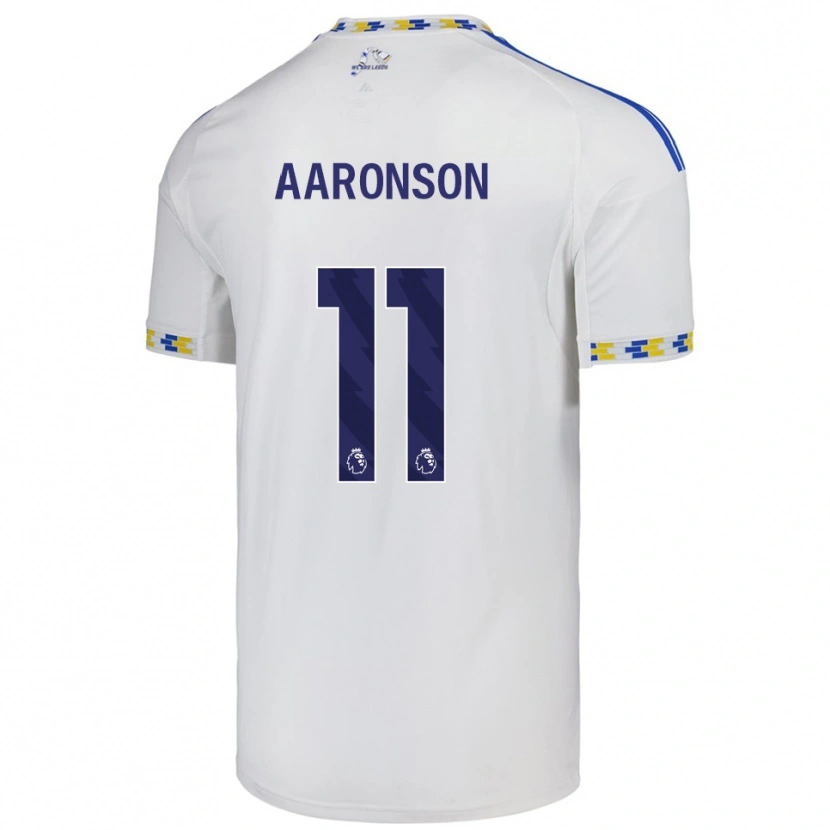 Danxen Mulher Camisola Brenden Aaronson #11 Branco Azul Principal 2025/26 Camisa