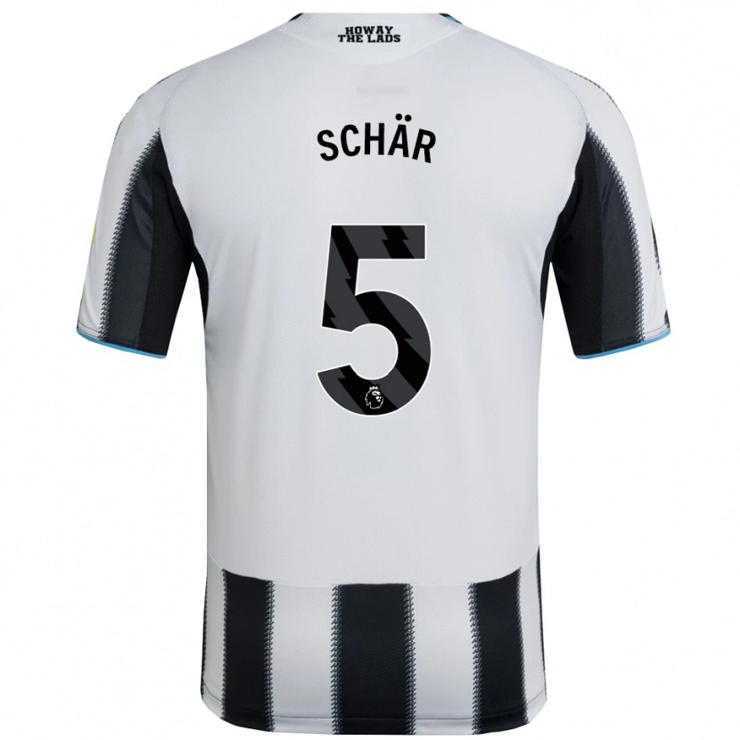 Danxen Mulher Camisola Fabian Schär #5 Preto Branco Principal 2025/26 Camisa