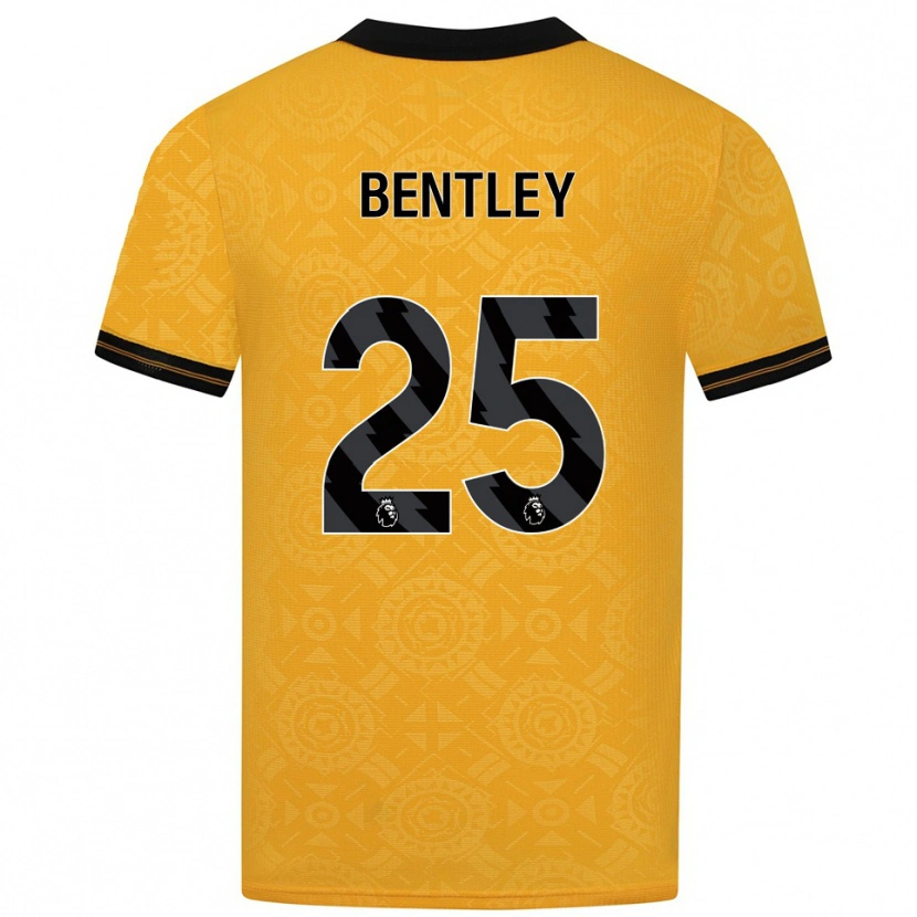 Danxen Mulher Camisola Daniel Bentley #25 Amarelo Preto Principal 2025/26 Camisa