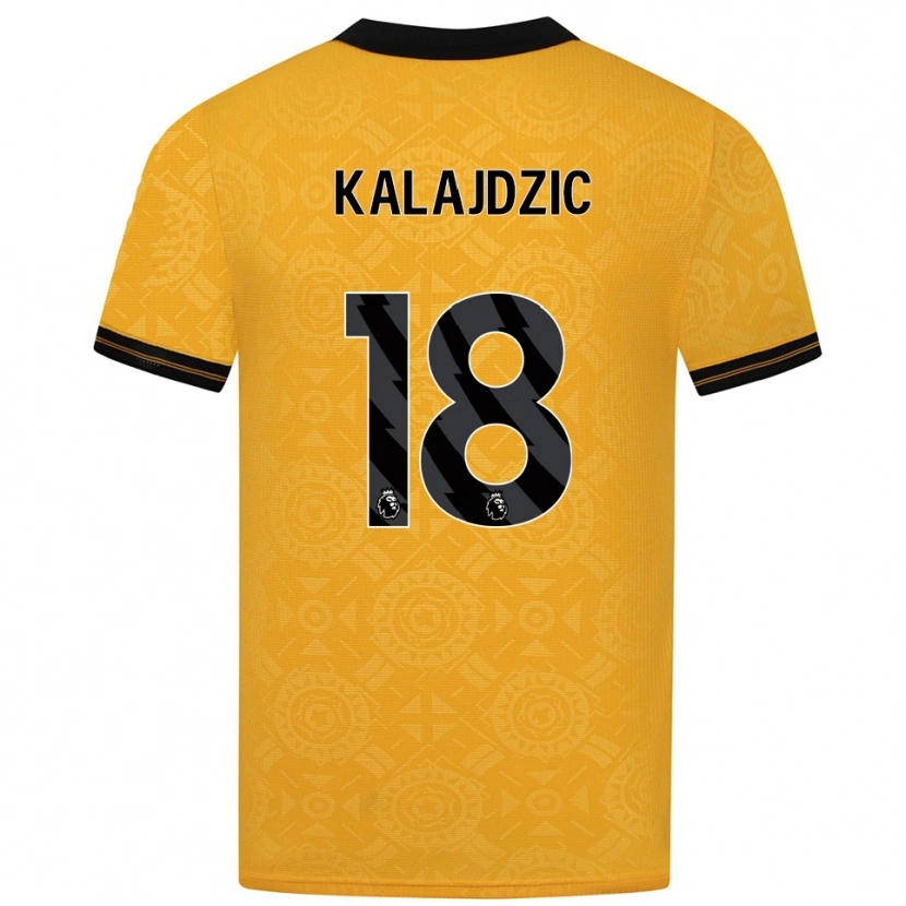 Danxen Mulher Camisola Sasa Kalajdzic #18 Amarelo Preto Principal 2025/26 Camisa