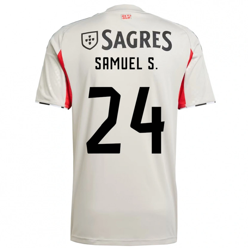 Danxen Mulher Camisola Samuel Soares #24 Branco Sujo Vermelho Alternativa 2025/26 Camisa