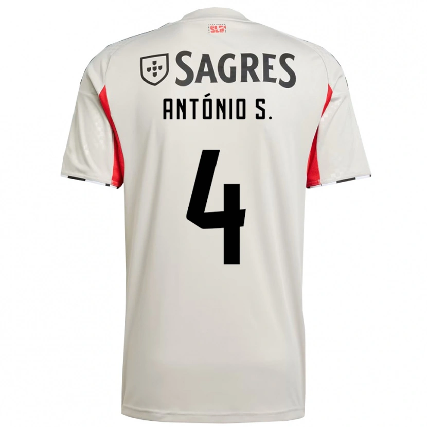Danxen Mulher Camisola António Silva #4 Branco Sujo Vermelho Alternativa 2025/26 Camisa
