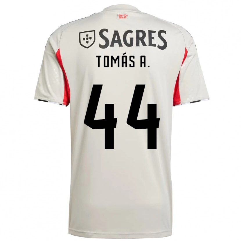 Danxen Mulher Camisola Tomás Araújo #44 Branco Sujo Vermelho Alternativa 2025/26 Camisa