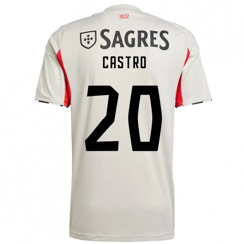 Danxen Mulher Camisola Guilherme Castro #20 Branco Sujo Vermelho Alternativa 2025/26 Camisa